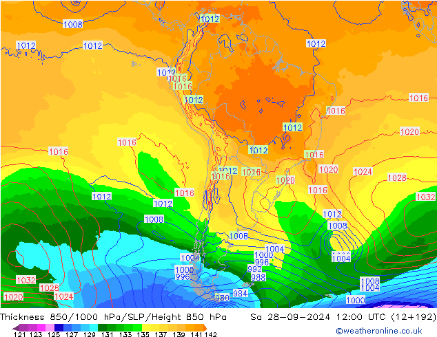 Thck 850-1000 hPa GFS wrzesień 2024