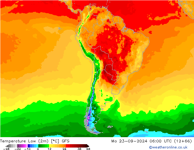 Temperature Low (2m) GFS September 2024