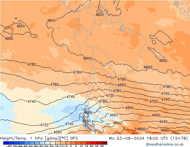 Height/Temp. 1 hPa GFS Mo 23.09.2024 18 UTC