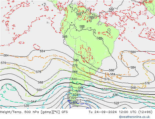 Height/Temp. 500 hPa GFS  24.09.2024 12 UTC