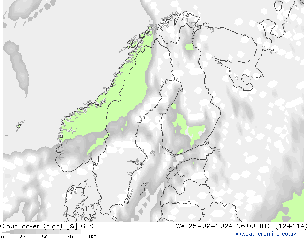 Nubes altas GFS mié 25.09.2024 06 UTC