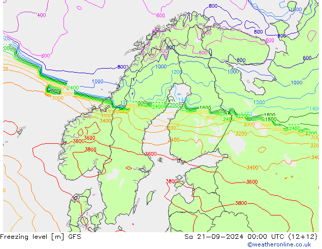 Freezing level GFS  21.09.2024 00 UTC