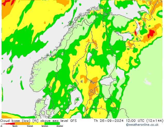 Cloud base (low) GFS Th 26.09.2024 12 UTC