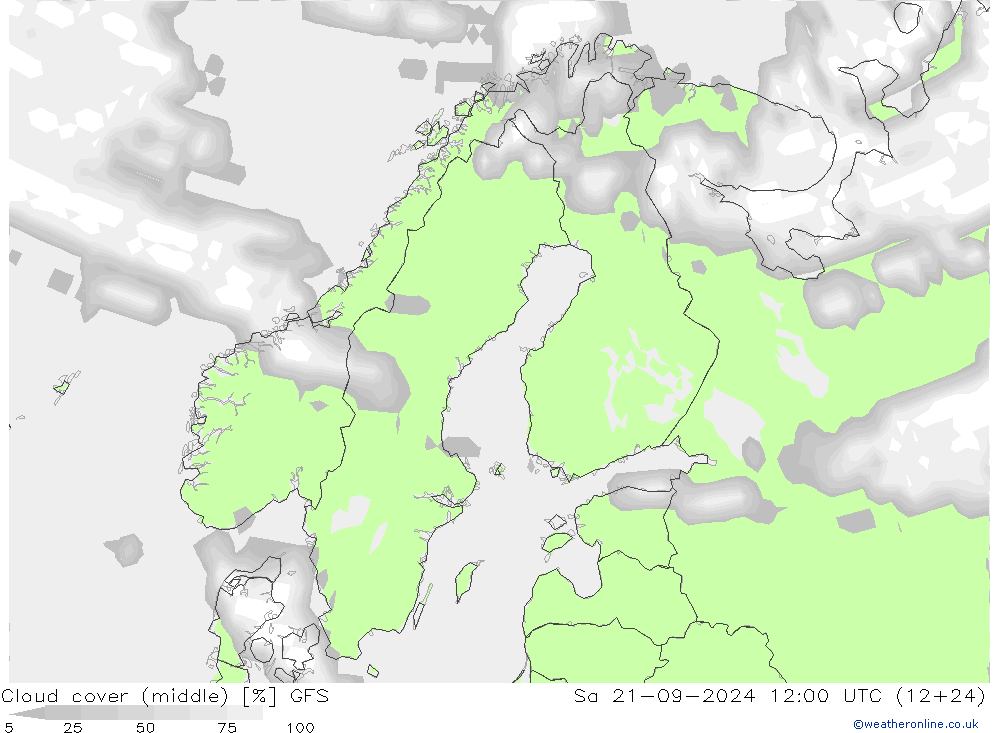 oblačnosti uprostřed GFS So 21.09.2024 12 UTC