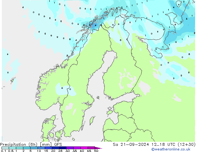 Z500/Rain (+SLP)/Z850 GFS Sáb 21.09.2024 18 UTC