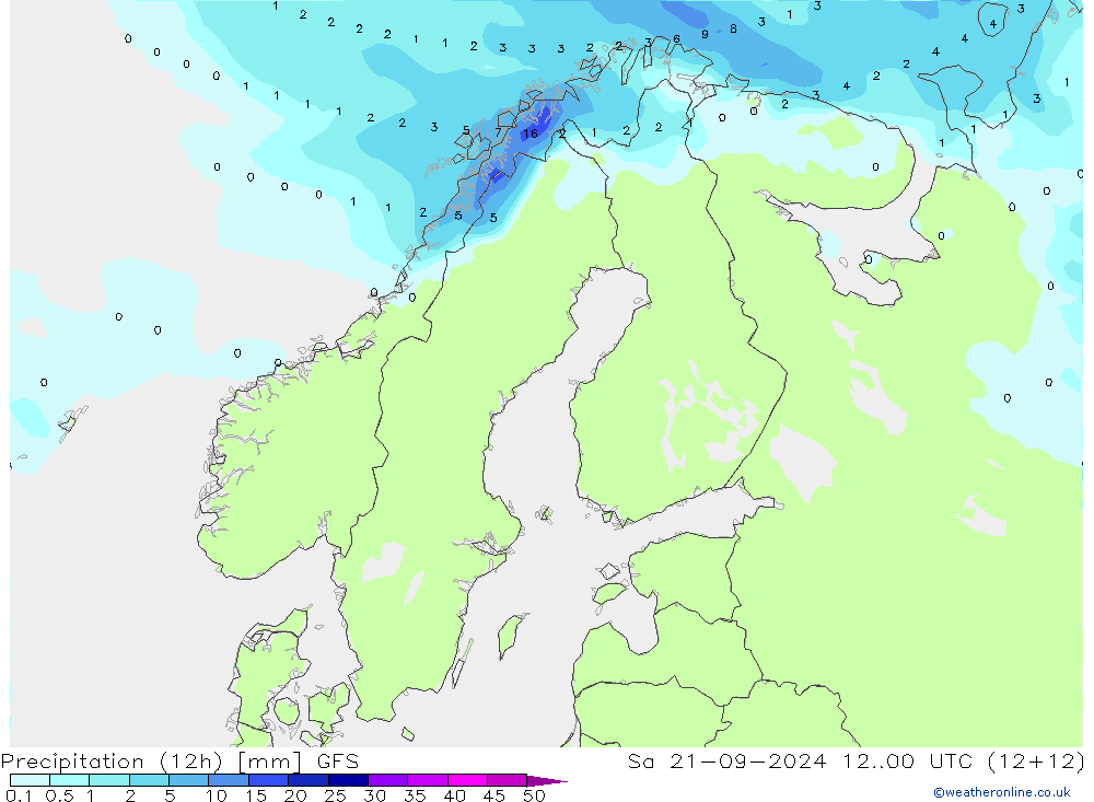 Precipitation (12h) GFS Sa 21.09.2024 00 UTC