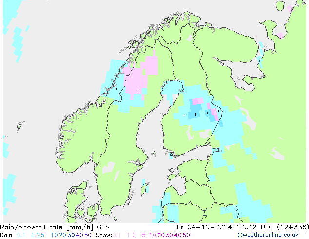 Rain/Snowfall rate GFS Pá 04.10.2024 12 UTC