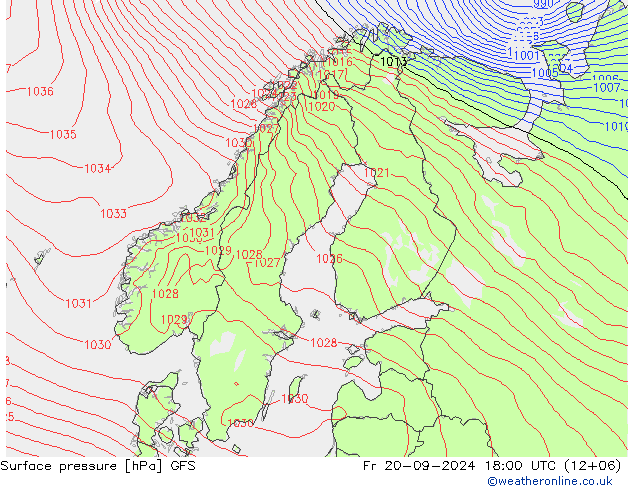 Surface pressure GFS Fr 20.09.2024 18 UTC