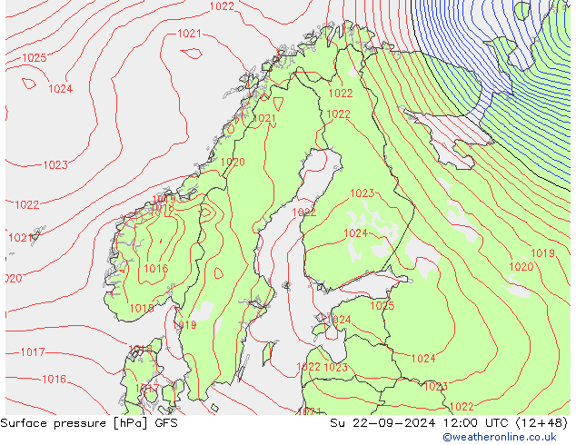 Bodendruck GFS So 22.09.2024 12 UTC