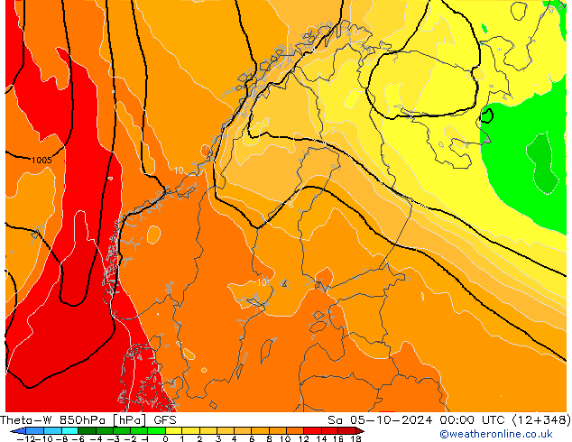 Theta-W 850hPa GFS  05.10.2024 00 UTC