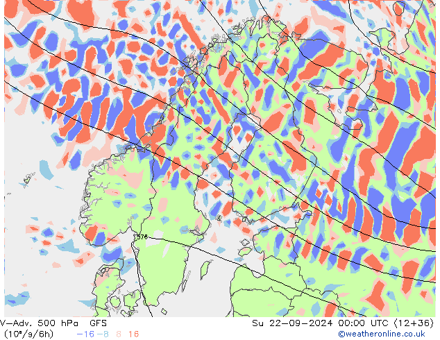 V-Adv. 500 гПа GFS Вс 22.09.2024 00 UTC