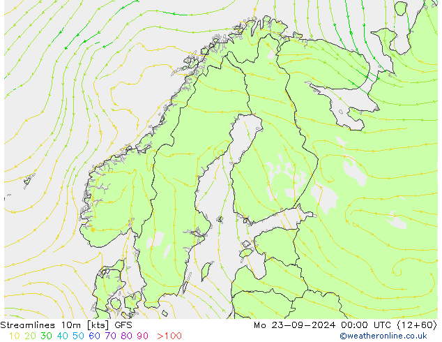 Streamlines 10m GFS Mo 23.09.2024 00 UTC