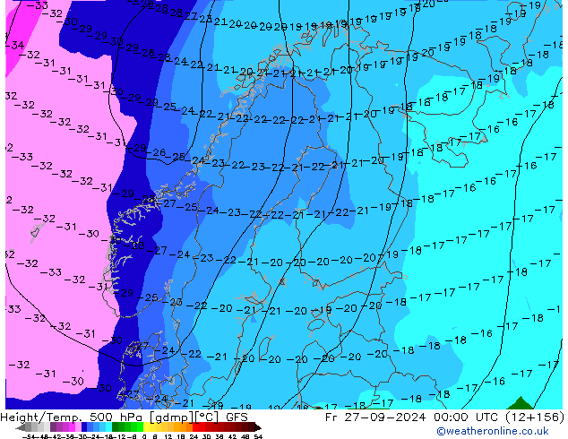 Z500/Rain (+SLP)/Z850 GFS Sex 27.09.2024 00 UTC