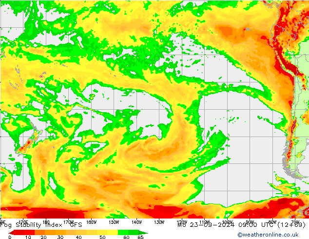 Fog Stability Index GFS пн 23.09.2024 09 UTC