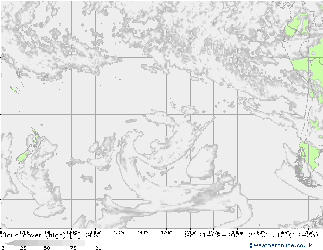 zachmurzenie (wysokie) GFS so. 21.09.2024 21 UTC