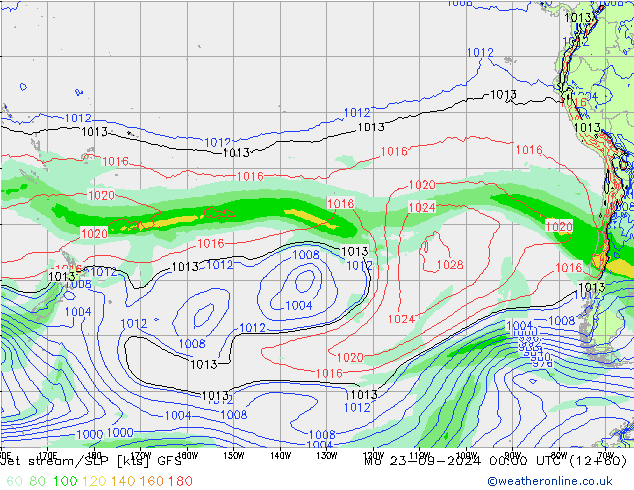 Jet stream/SLP GFS Po 23.09.2024 00 UTC