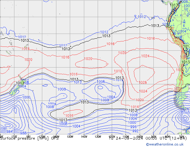 Presión superficial GFS mar 24.09.2024 00 UTC