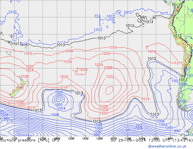 pression de l'air GFS dim 29.09.2024 12 UTC