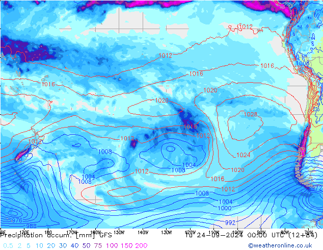 Precipitation accum. GFS Ter 24.09.2024 00 UTC