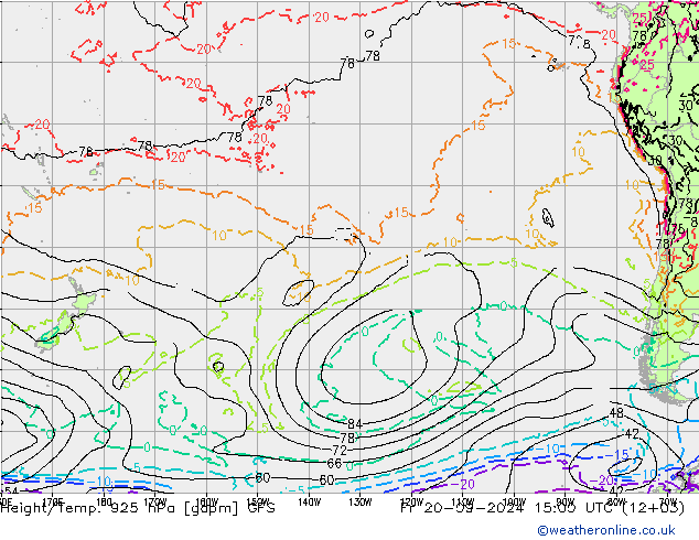 Yükseklik/Sıc. 925 hPa GFS Cu 20.09.2024 15 UTC