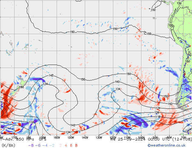 T-Adv. 850 hPa GFS mer 25.09.2024 00 UTC