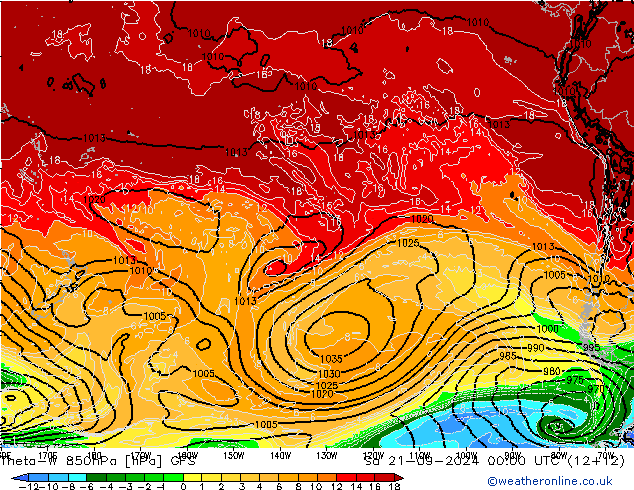 Theta-W 850hPa GFS Cts 21.09.2024 00 UTC