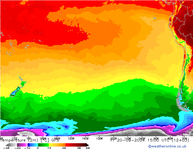 Temperatura (2m) GFS vie 20.09.2024 15 UTC