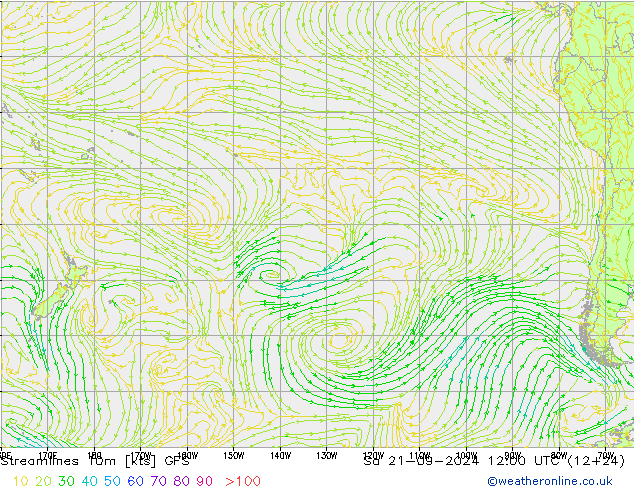 Linia prądu 10m GFS so. 21.09.2024 12 UTC