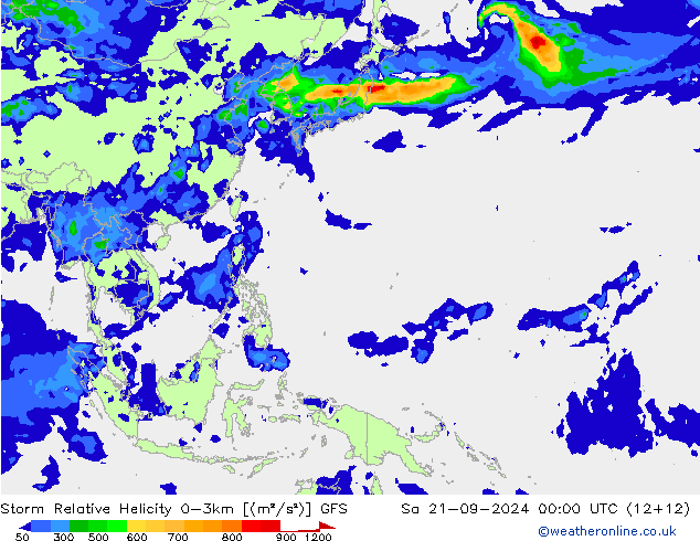 Storm Relative Helicity GFS So 21.09.2024 00 UTC