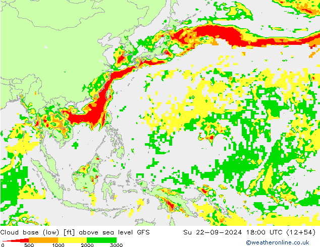 Cloud base (low) GFS dom 22.09.2024 18 UTC