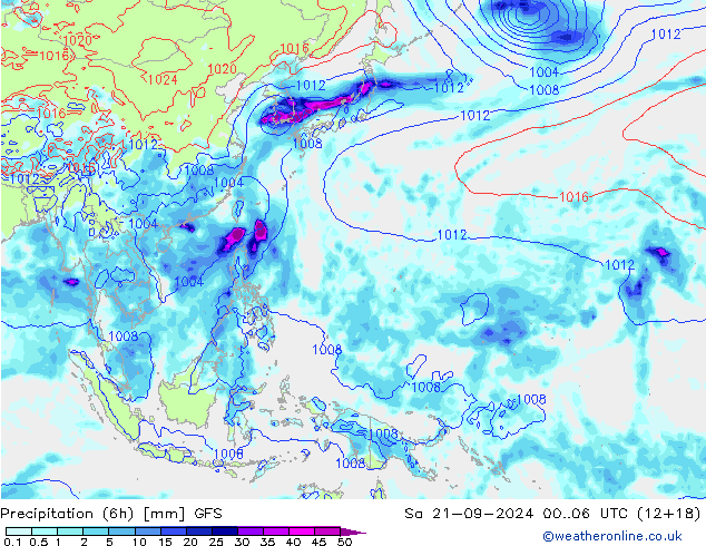 Z500/Rain (+SLP)/Z850 GFS So 21.09.2024 06 UTC