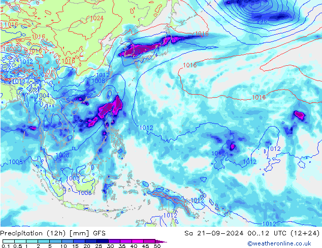 Nied. akkumuliert (12Std) GFS Sa 21.09.2024 12 UTC