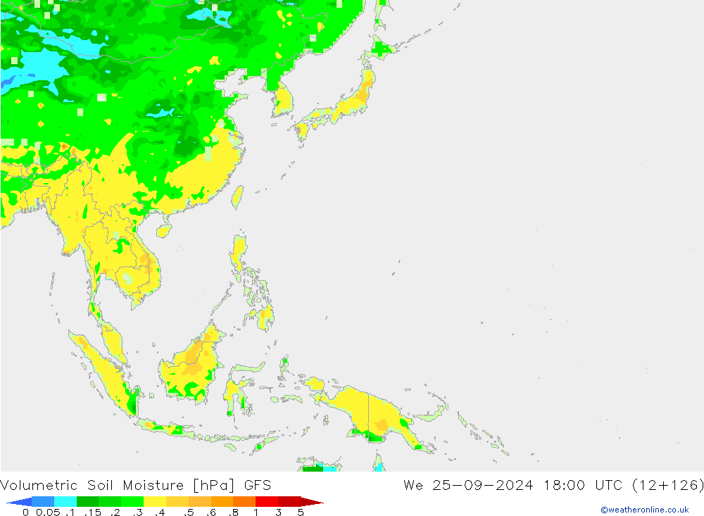 Volumetric Soil Moisture GFS śro. 25.09.2024 18 UTC