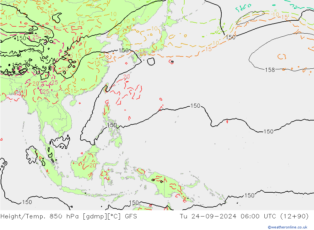 Z500/Rain (+SLP)/Z850 GFS Di 24.09.2024 06 UTC