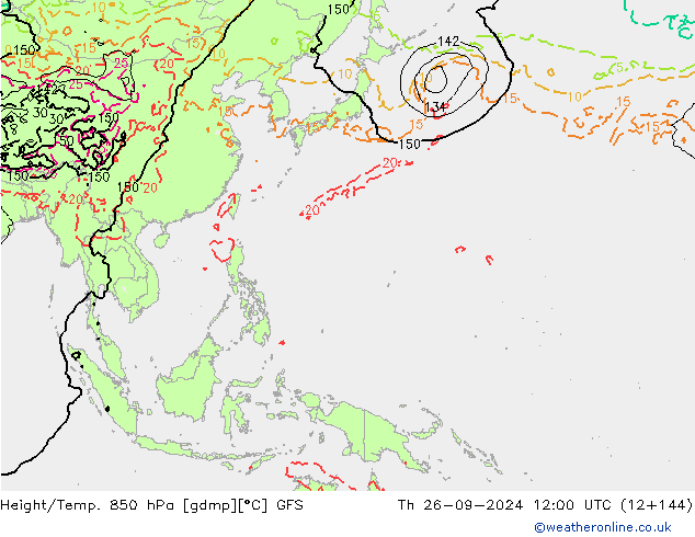 Z500/Rain (+SLP)/Z850 GFS Do 26.09.2024 12 UTC