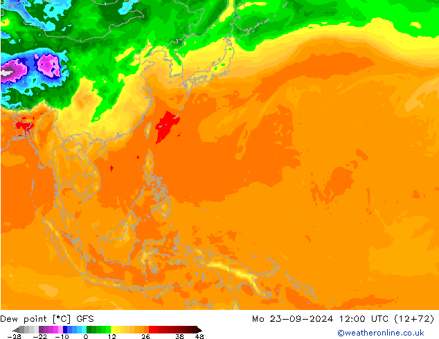 Dauwpunt GFS ma 23.09.2024 12 UTC