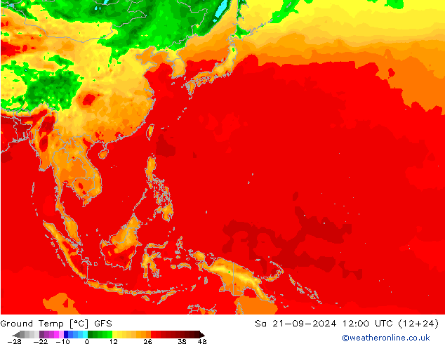 Teplota půdy GFS So 21.09.2024 12 UTC