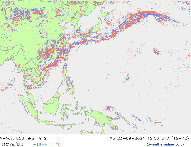 V-Adv. 850 hPa GFS lun 23.09.2024 12 UTC