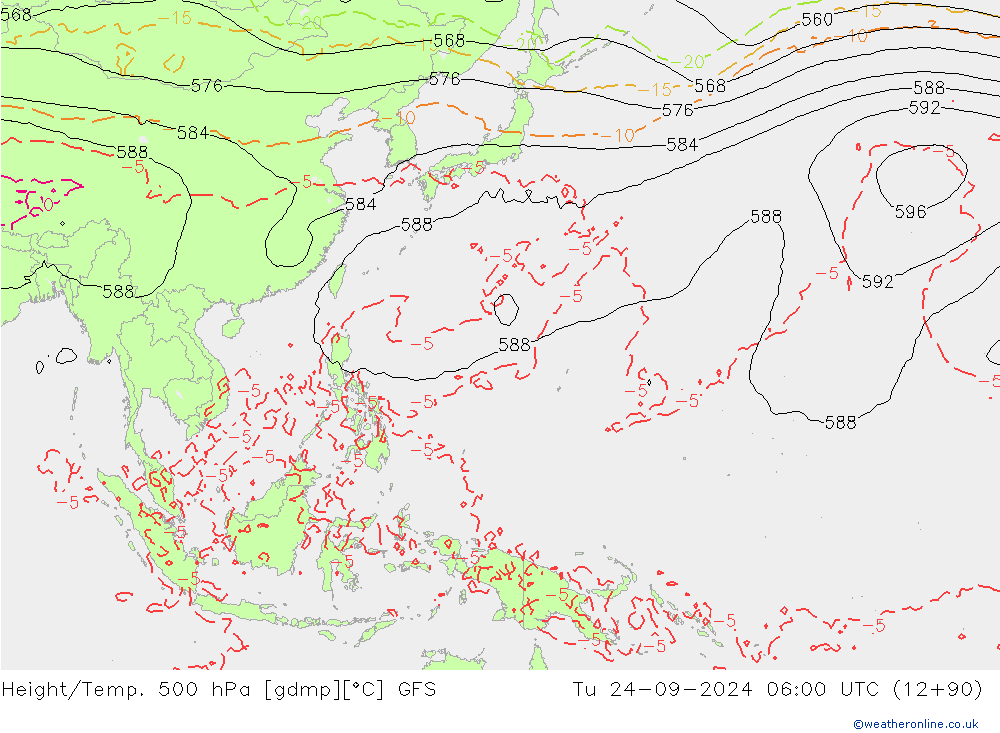 Z500/Rain (+SLP)/Z850 GFS Di 24.09.2024 06 UTC