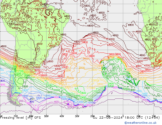 Freezing level GFS  22.09.2024 18 UTC