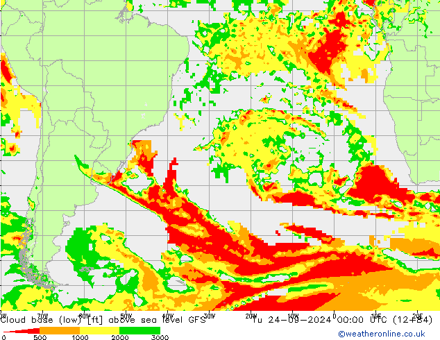 Cloud base (low) GFS September 2024