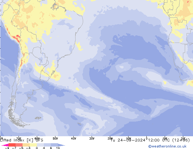 Lifted Index GFS Září 2024