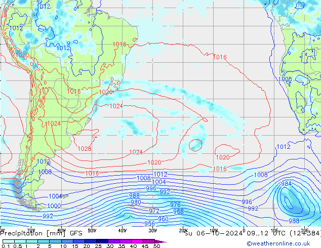 Precipitation GFS Su 06.10.2024 12 UTC