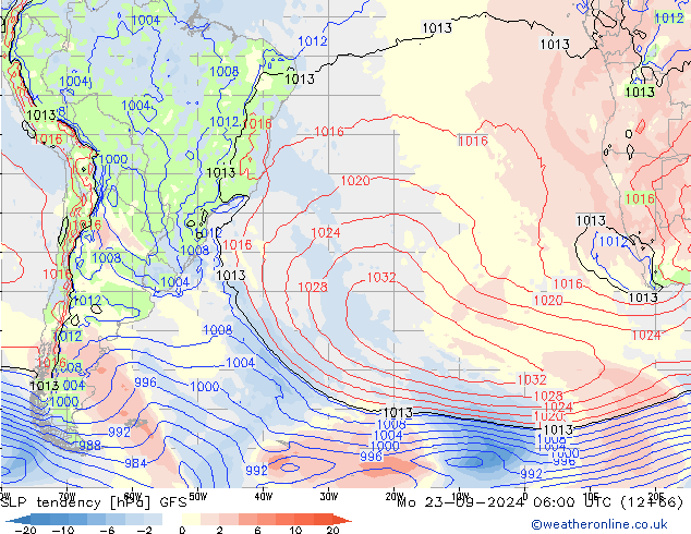 Drucktendenz GFS Mo 23.09.2024 06 UTC