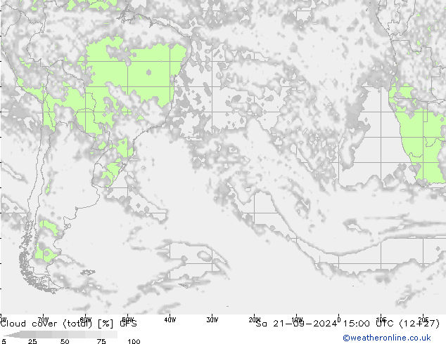 zachmurzenie (suma) GFS so. 21.09.2024 15 UTC