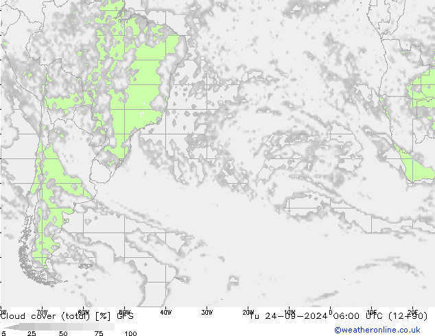 Bewolking (Totaal) GFS di 24.09.2024 06 UTC