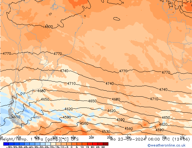 Height/Temp. 1 hPa GFS Mo 23.09.2024 06 UTC