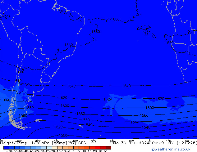 Height/Temp. 100 hPa GFS Mo 30.09.2024 00 UTC