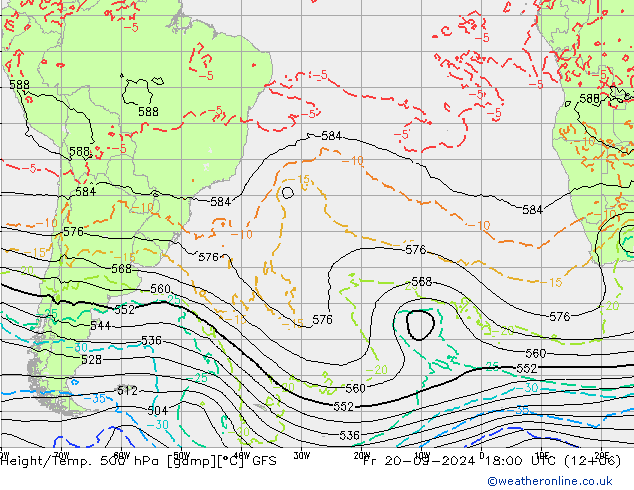 Z500/Rain (+SLP)/Z850 GFS  20.09.2024 18 UTC