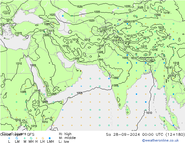 Cloud layer GFS Sa 28.09.2024 00 UTC